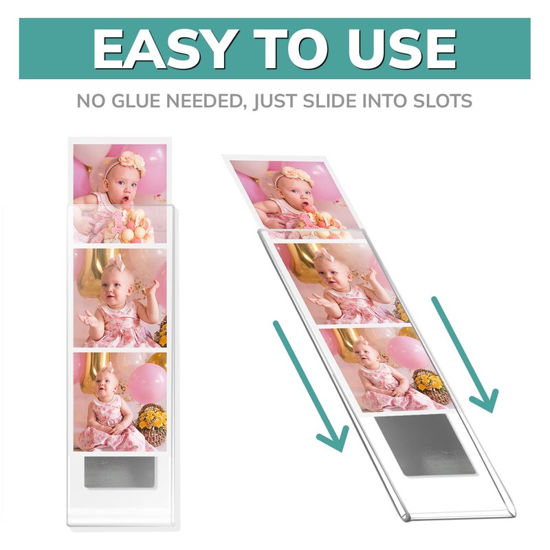 pbf PHOTO BOOTH FRAMES 2x6 Magnetic Picture Frames for Refrigerator | 2 x 6 Clear Magnetic Acrylic Frames for Photo Strips | Magnetic Photo Holders for Fridge, Locker, Sign Holder (100-Pack) - Image 5